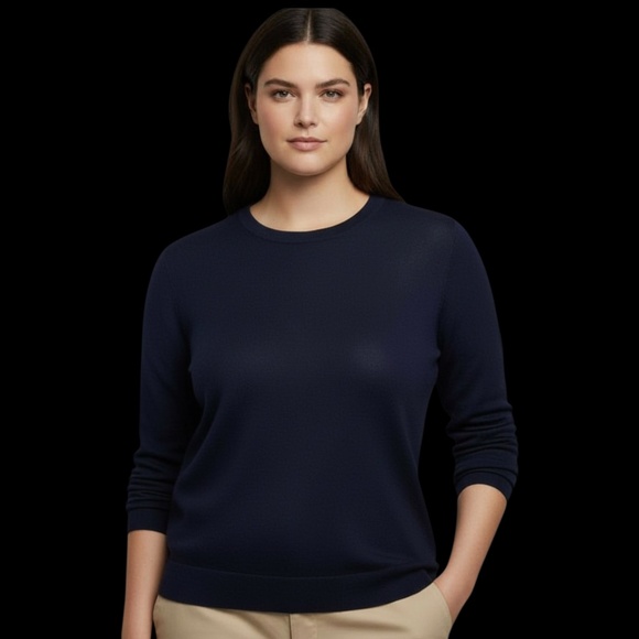 J.Crew Womens Navy Blue 100% Merino Wool Long Sleeve Crew Neck Sweater Size 2X. - Picture 1 of 3